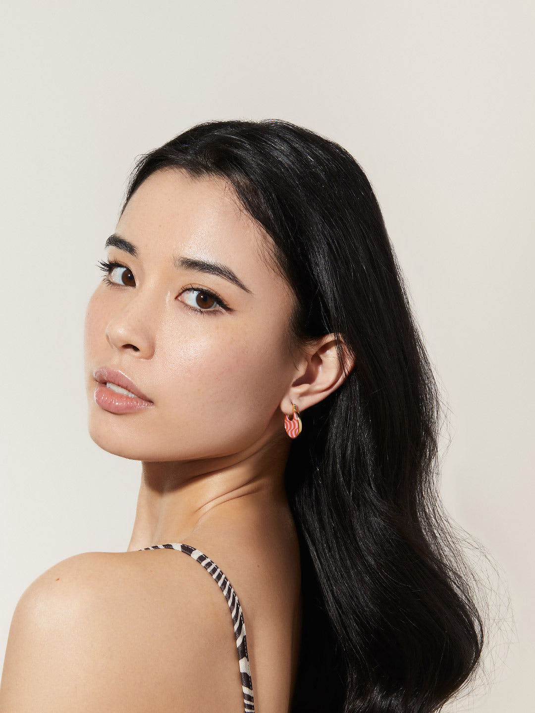 Ana Luisa Jewelry Earrings Medium Hoops Enamel Earrings Hana Wave Orange Gold