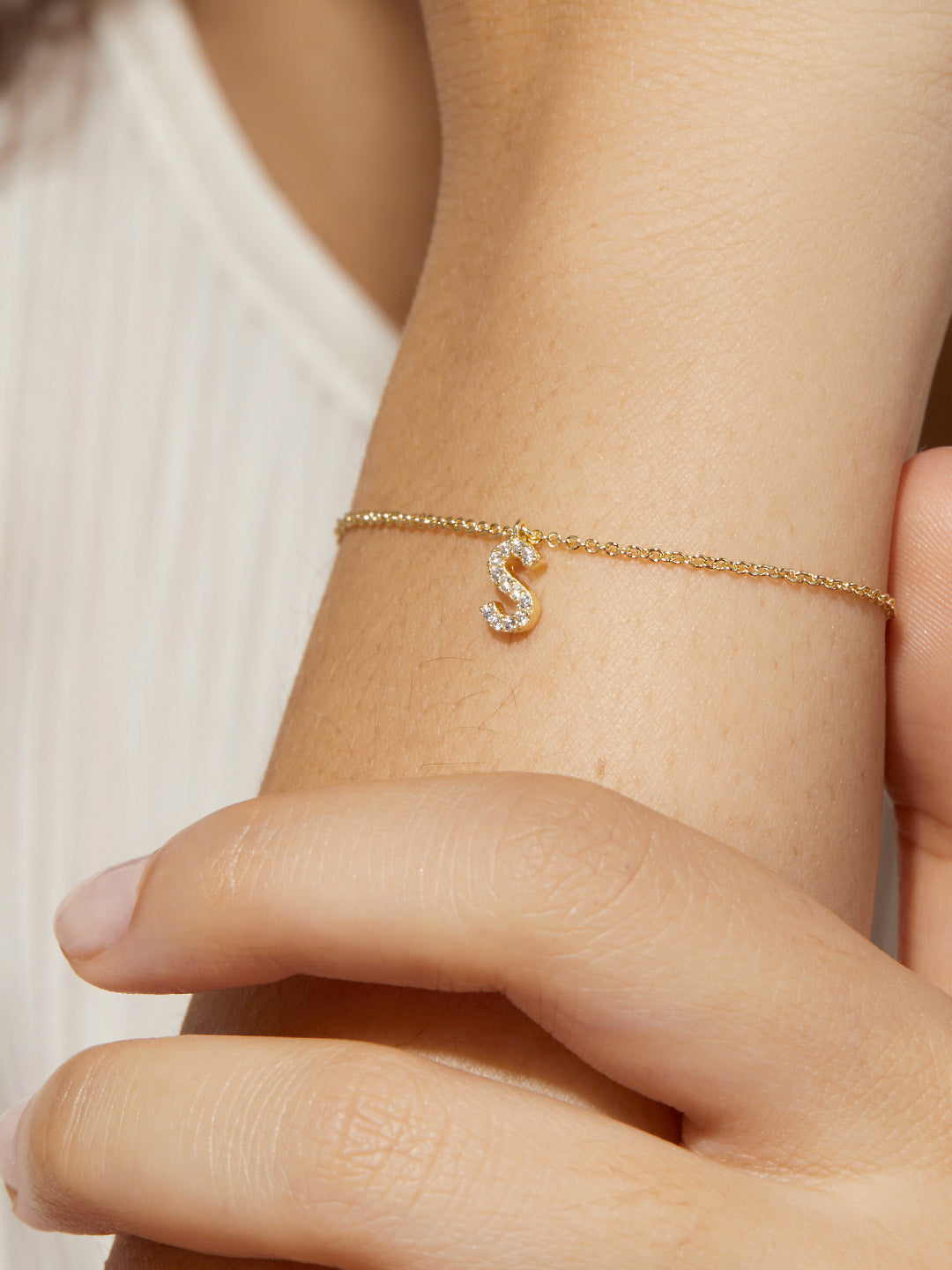 Ana Luisa Jewelry Bracelets Chains Initial Charm Bracelet Letter Bracelet Silver