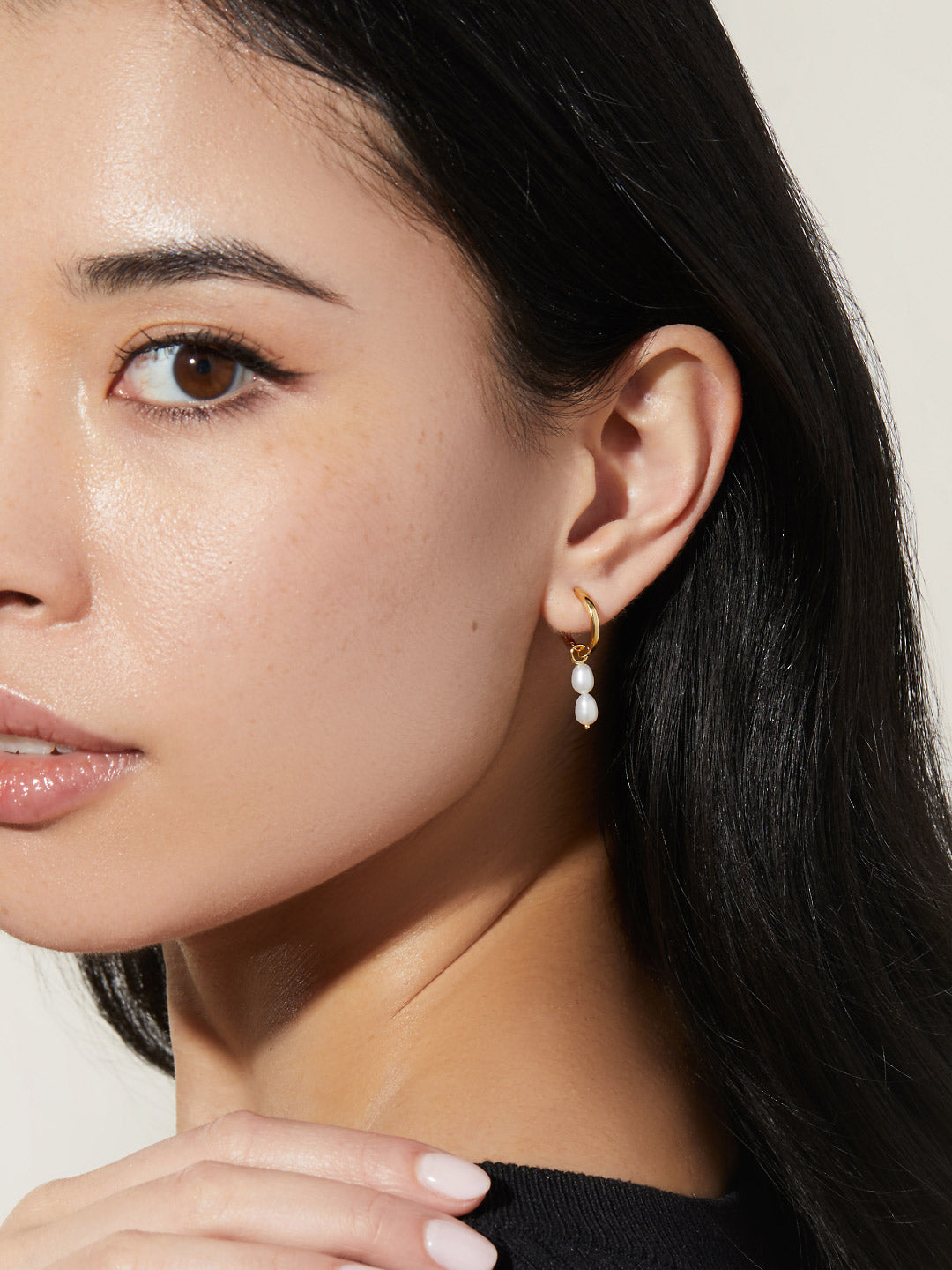 Ana Luisa Jewelry Earrings Huggie Pearl Huggie Hoops Double Frida Gold