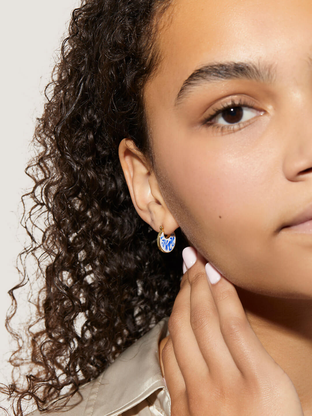 Ana Luisa Jewelry Earrings Statement Enamel Earrings Mini Hana Marble Blue Gold