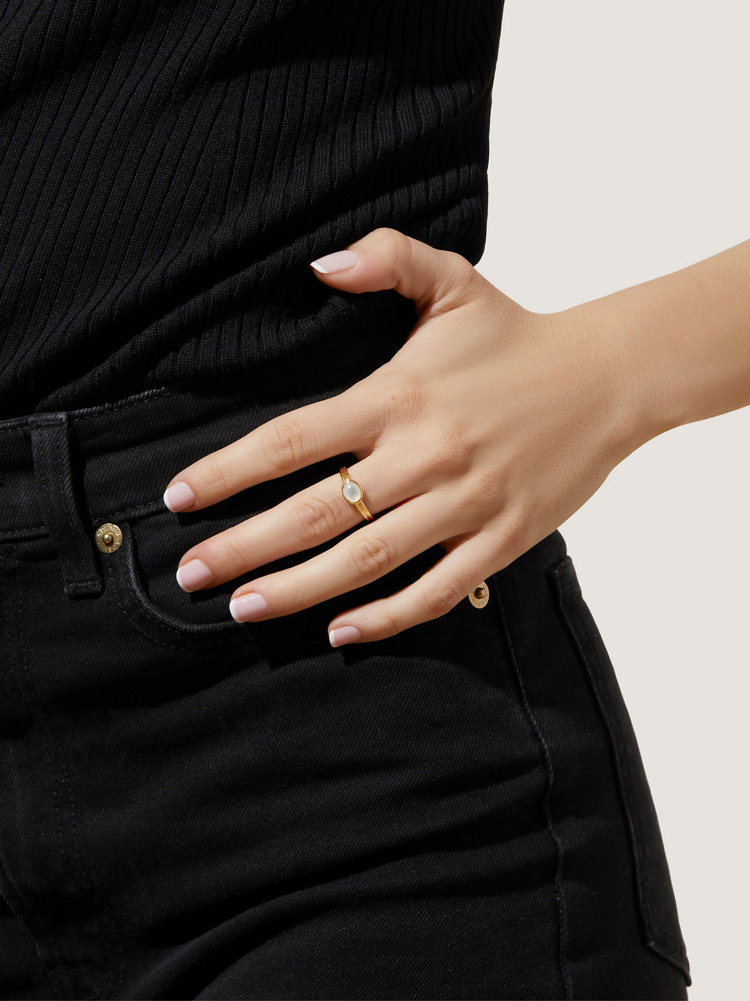 Ana Luisa Jewelry Rings Statement Rings Mother Of Pearl Ring Rae Gold