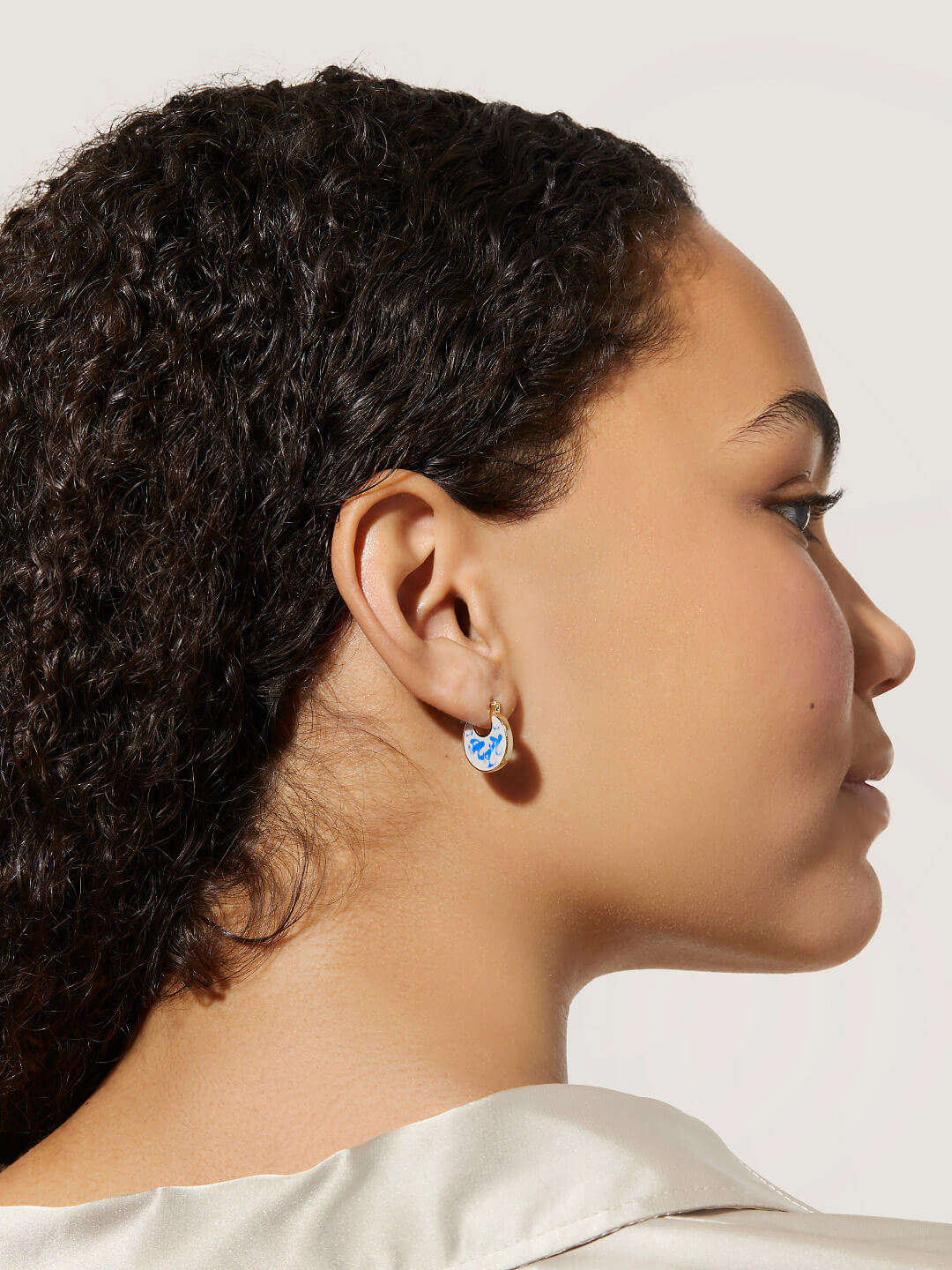 Ana Luisa Jewelry Earrings Statement Enamel Earrings Mini Hana Marble Blue Gold