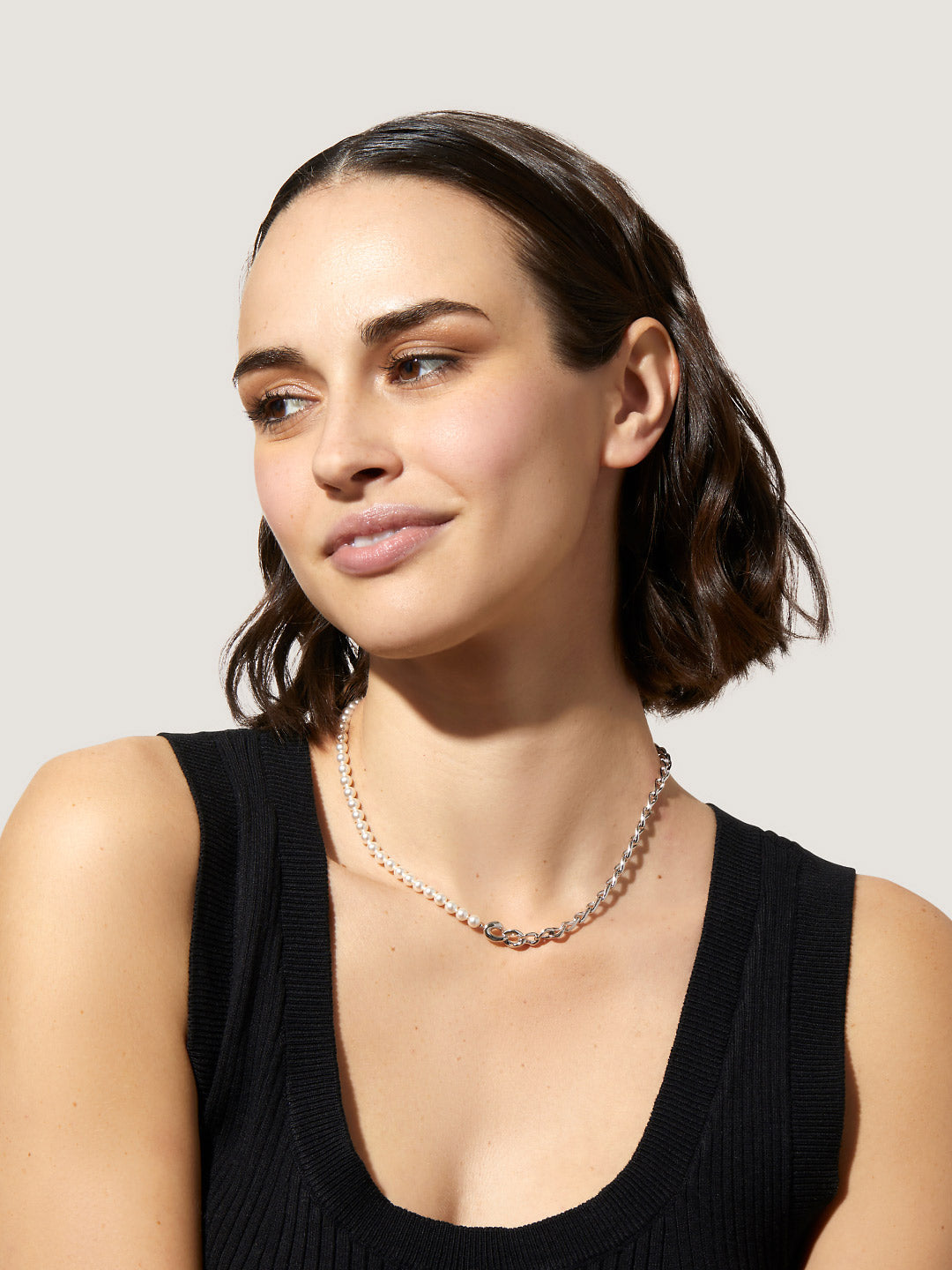 Ana Luisa Jewelry Necklaces Bold Chains Pearl Chain Necklace Missanti Rhodium