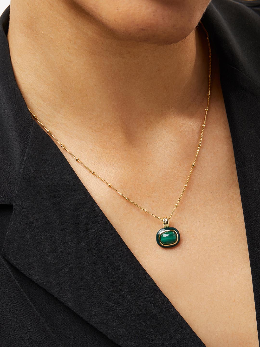 Ana Luisa Jewelry Necklaces Medium Chains Gold Statement Necklace Kensie Malachite Gold