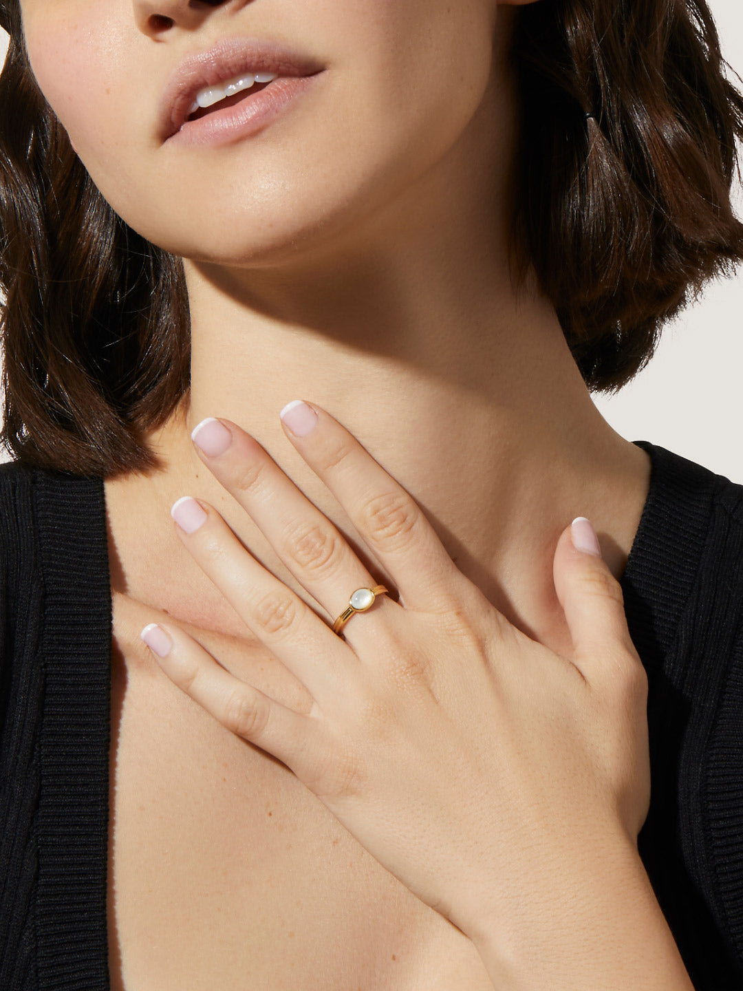 Ana Luisa Jewelry Rings Statement Rings Mother Of Pearl Ring Rae Gold