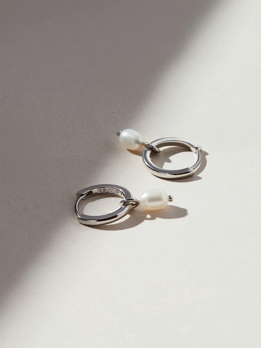 Ana Luisa Jewelry Earrings Small Hoops Pearl Huggie Hoops Frida Silver Rhodium