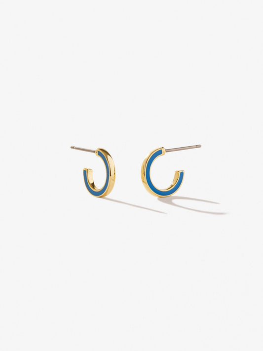 Ana Luisa Jewelry Earring Small Hoops Mini Hoop Earrings Cori Blue Gold