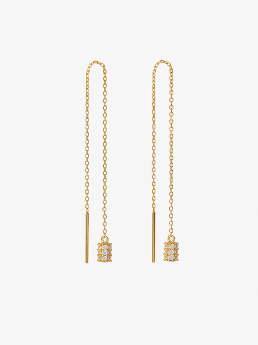 Ana Luisa Jewelry Earring Statement Pave Threader Earrings Avery Silver