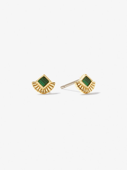 Ana Luisa Jewelry Earring Stud Fan Stud Earrings Millow Malachite Silver