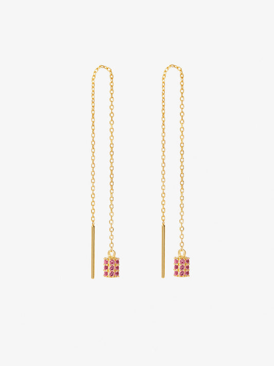 Ana Luisa Jewelry Earrings Drop Pave Threader Earrings Farah Pink Silver