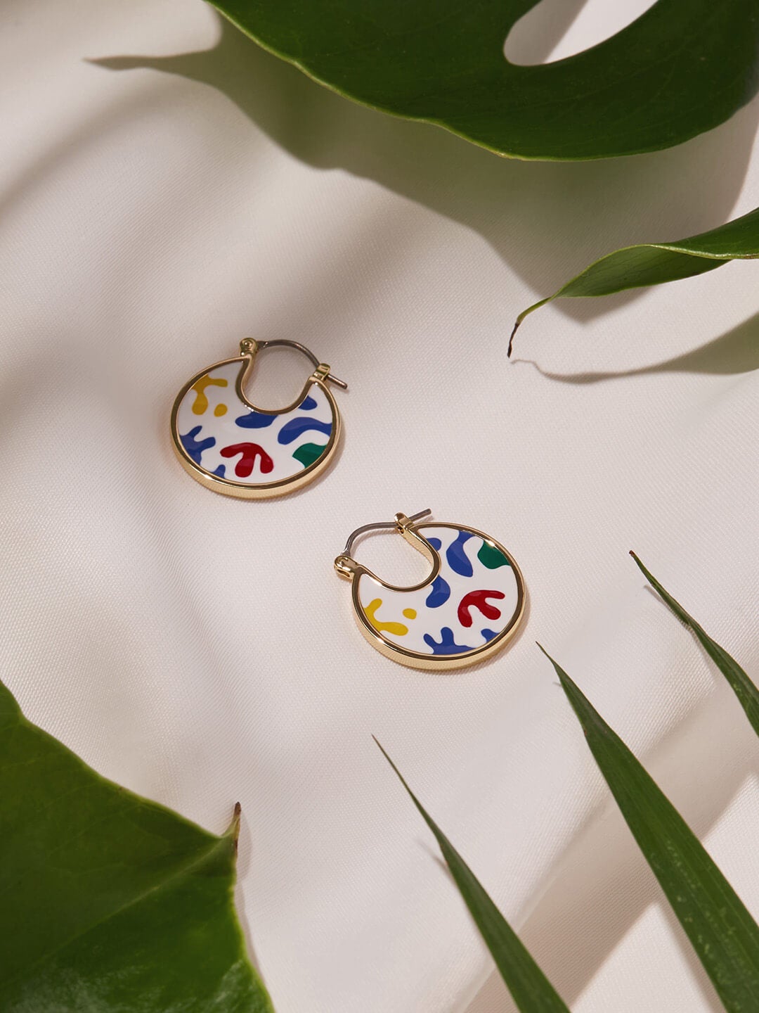 Ana Luisa Jewelry Earrings Enamel Disc Hoops Hana Collage Gold