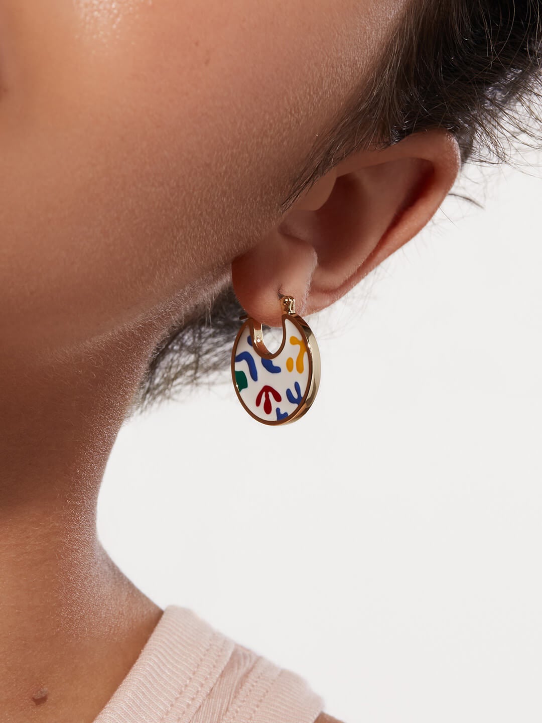 Ana Luisa Jewelry Earrings Enamel Disc Hoops Hana Collage Gold