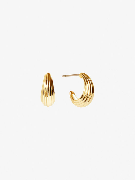 Ana Luisa Jewelry Hoop Earrings Medium Ribbed Hoops Pia Gold