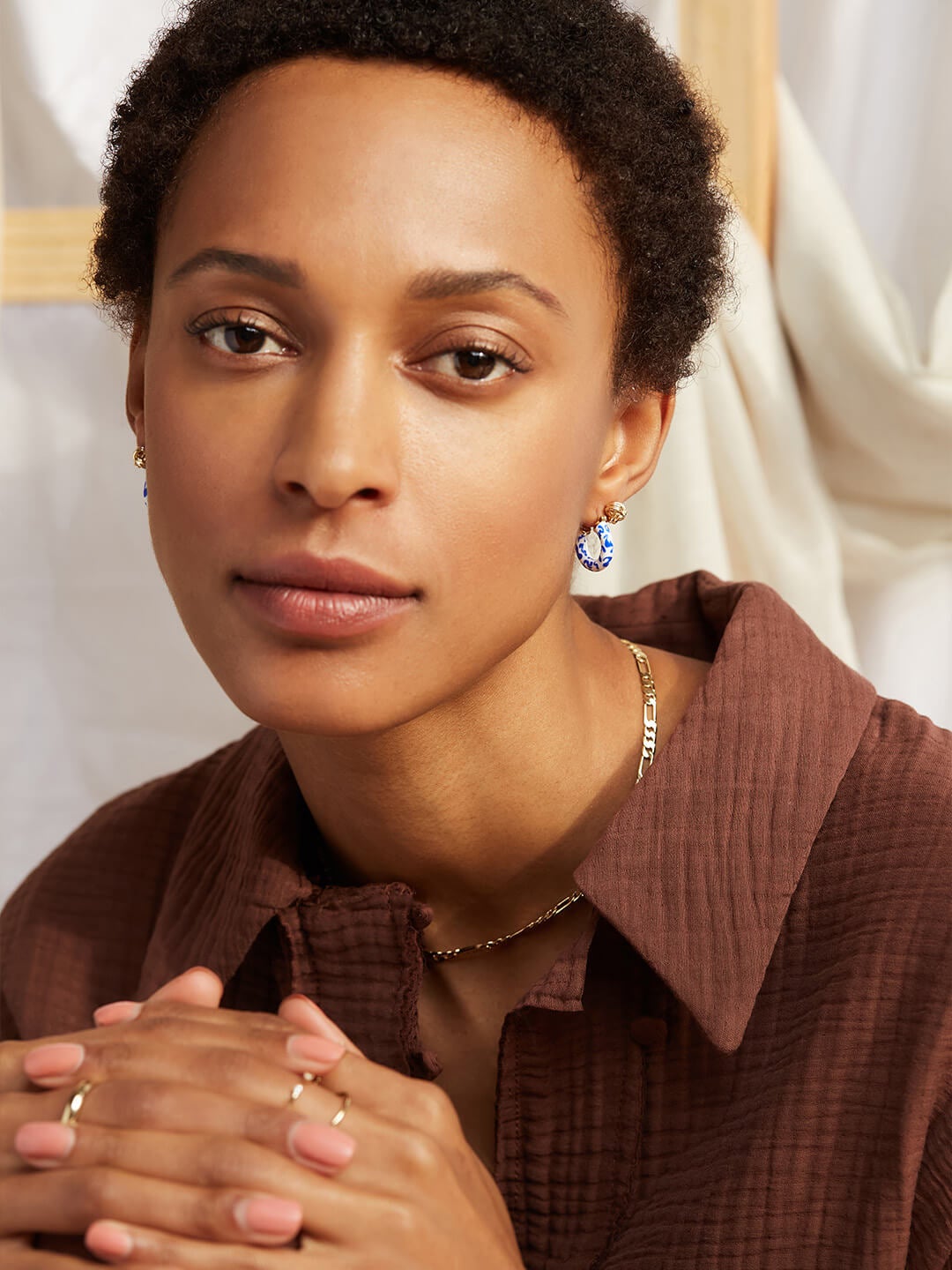 Enamel Hoop Earrings - Torus Blue