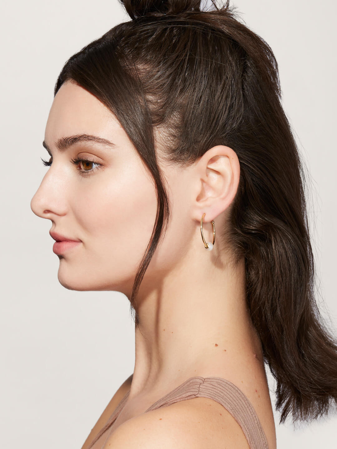 Ana Luisa Jewelry Earrings Hoop Earrings Endless Pearl Hoops Charis Gold