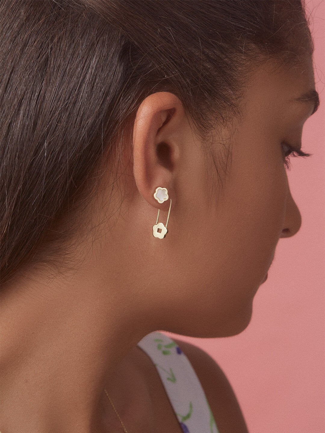 Ana Luisa Jewelry Earrings Hoops Flower Safety Pin Earrings Sakura Silver