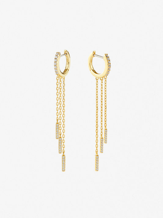 Ana Luisa Jewelry Earrings Huggie Chain Hoop Earrings Chiara Silver