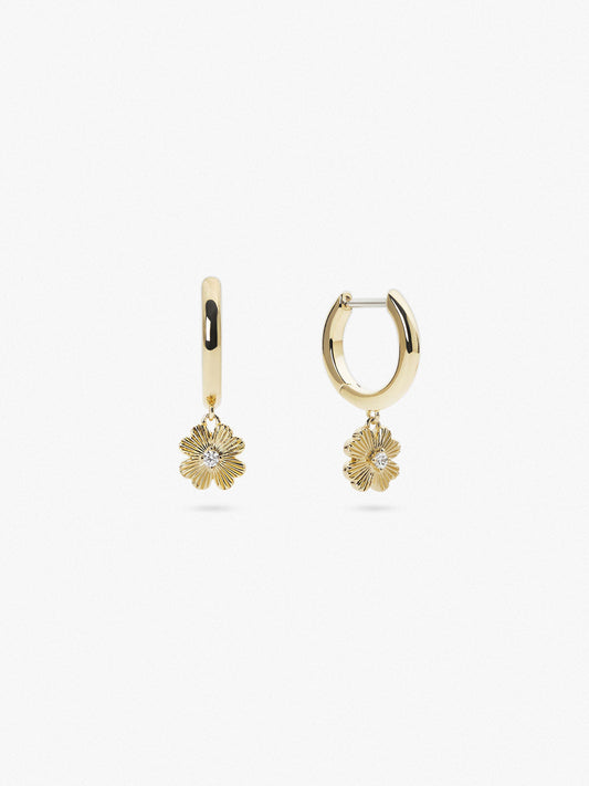 Ana Luisa Jewelry Earrings Huggie Clover Earrings Karma Silver