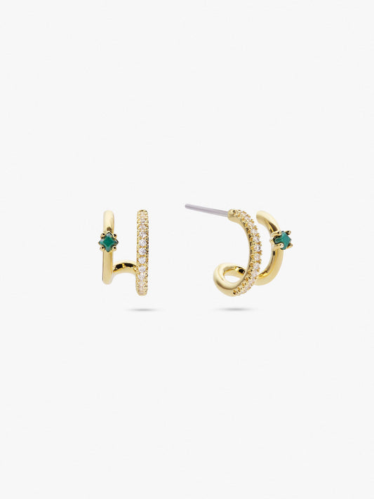 Ana Luisa Jewelry Earrings Huggie Double Hoop Earrings Percy Gold