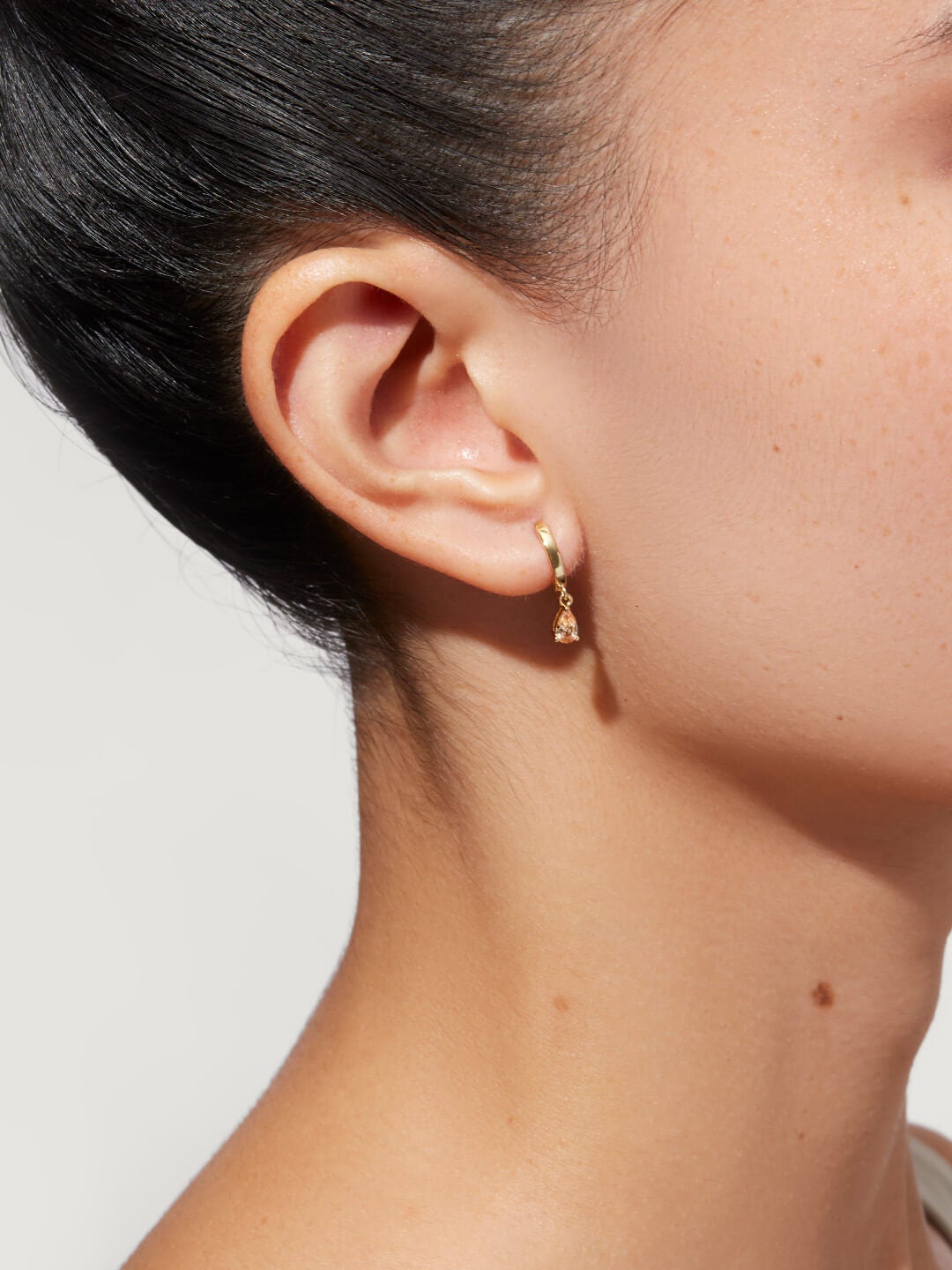 Ana Luisa Jewelry Earrings Huggie Hoop Mini Teardrop Earrings Emme Mini Champagne Gold