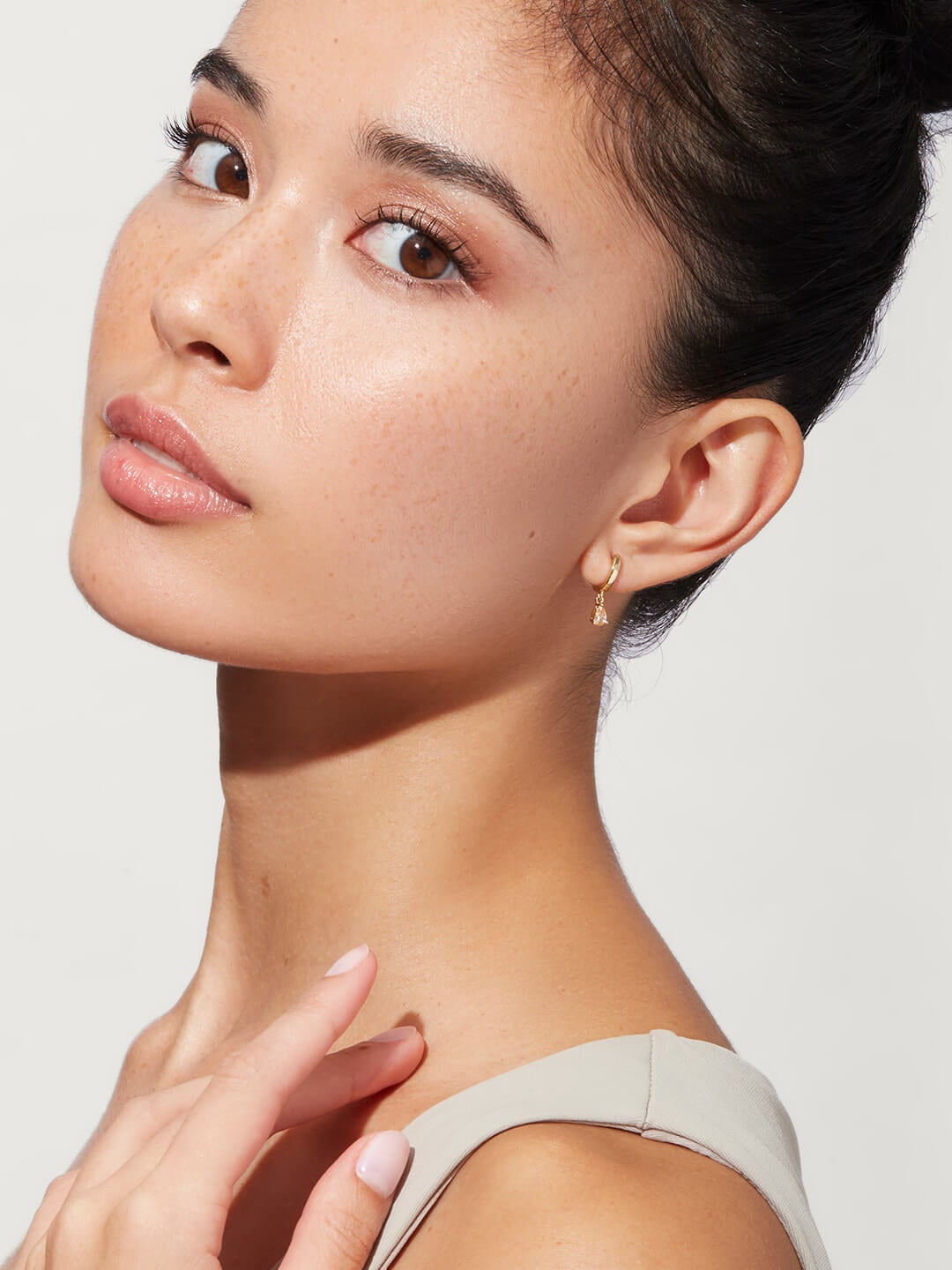 Ana Luisa Jewelry Earrings Huggie Hoop Mini Teardrop Earrings Emme Mini Champagne Gold