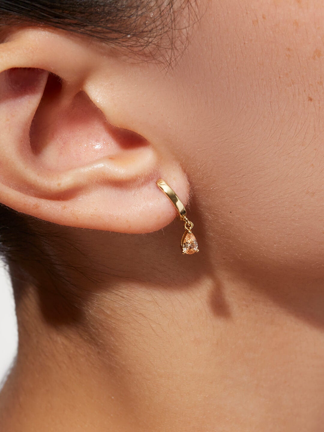 Ana Luisa Jewelry Earrings Huggie Hoop Mini Teardrop Earrings Emme Mini Champagne Gold