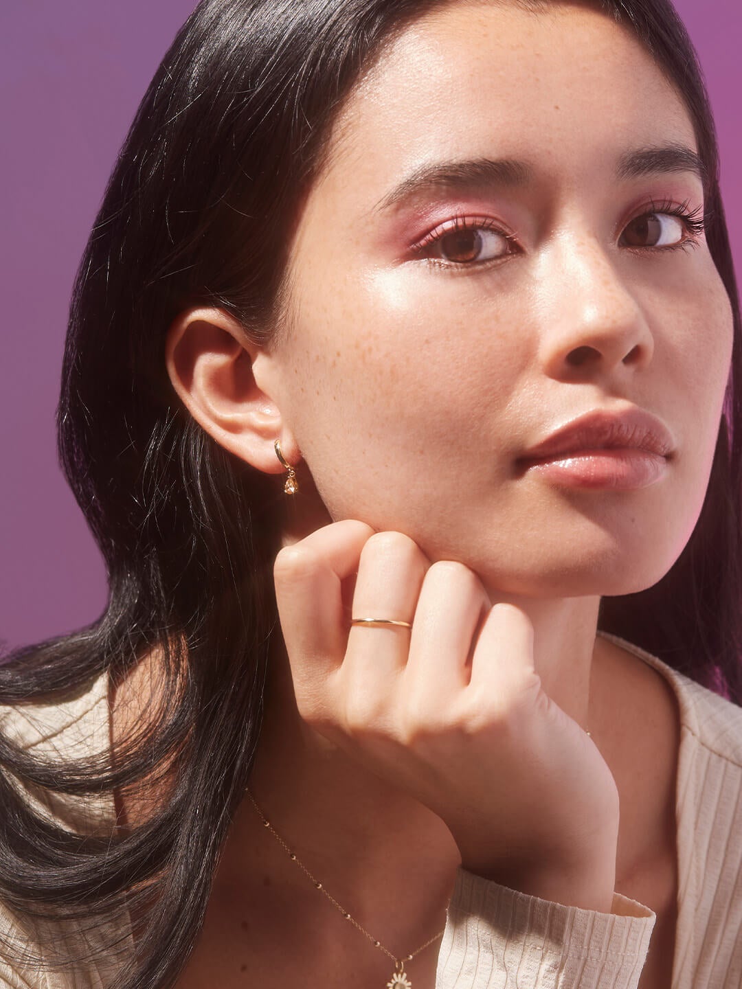 Ana Luisa Jewelry Earrings Huggie Hoop Mini Teardrop Earrings Emme Mini Champagne Gold