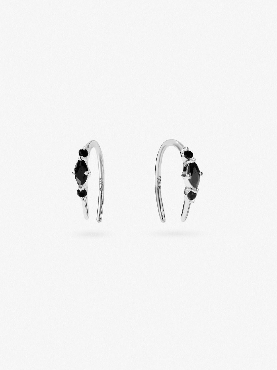 Ana Luisa Jewelry Earrings Huggie Open Hoop Earrings Leigh Black Silver Silver
