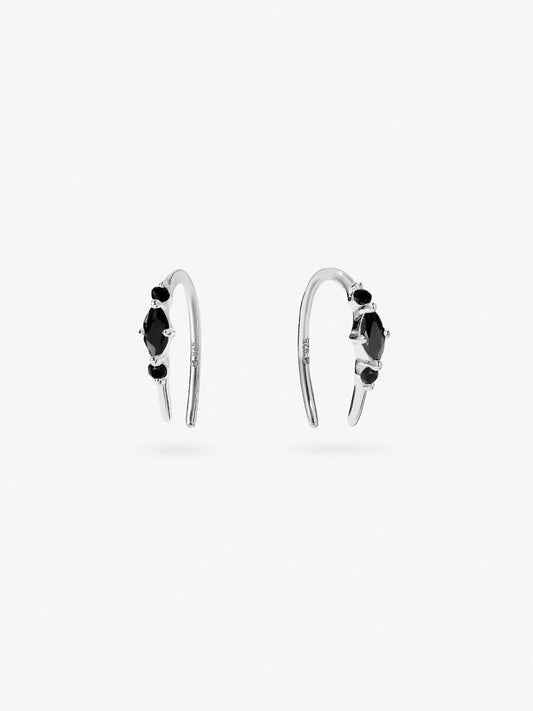 Ana Luisa Jewelry Earrings Huggie Open Hoop Earrings Leigh Black Silver Silver