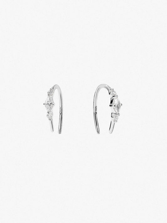 Ana Luisa Jewelry Earrings Huggie Open Hoop Earrings Leigh Silver Silver