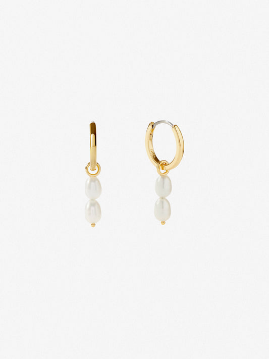 Ana Luisa Jewelry Earrings Huggie Pearl Huggie Hoops Double Frida Gold
