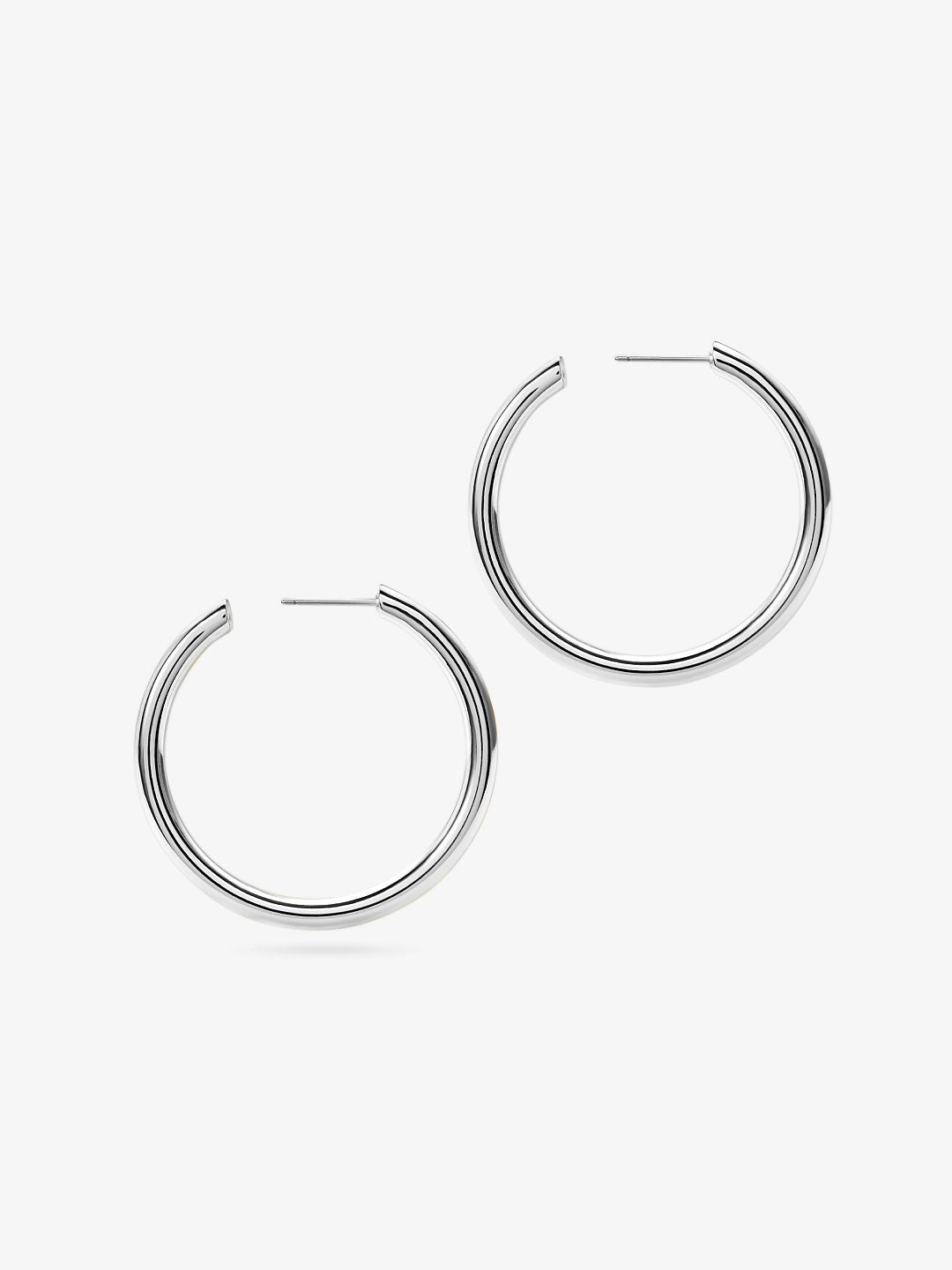 Ana Luisa Jewelry Earrings Large Hoops Silver Hoop Earrings Tia Medium Silver Rhodium