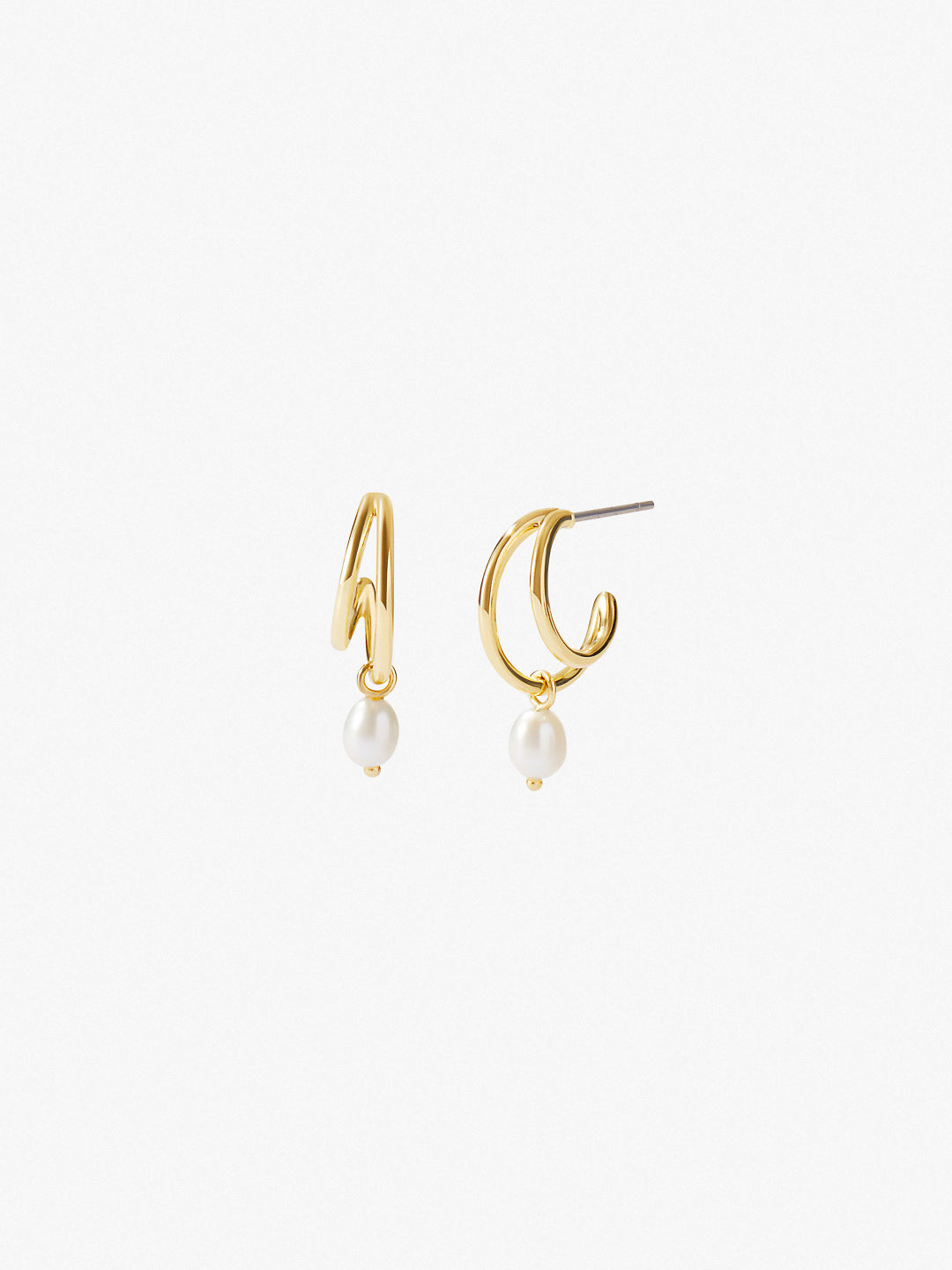 Ana Luisa Jewelry Earrings Medium Hoops Double Hoop Earrings Scarlett Pearl Drop Gold