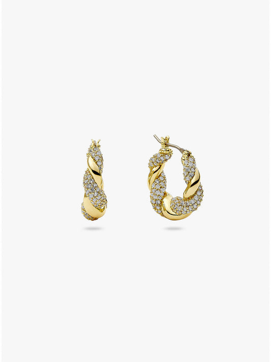 Ana Luisa Jewelry Earrings Medium Hoops Twisted Hoop Earrings Paris Pave Gold