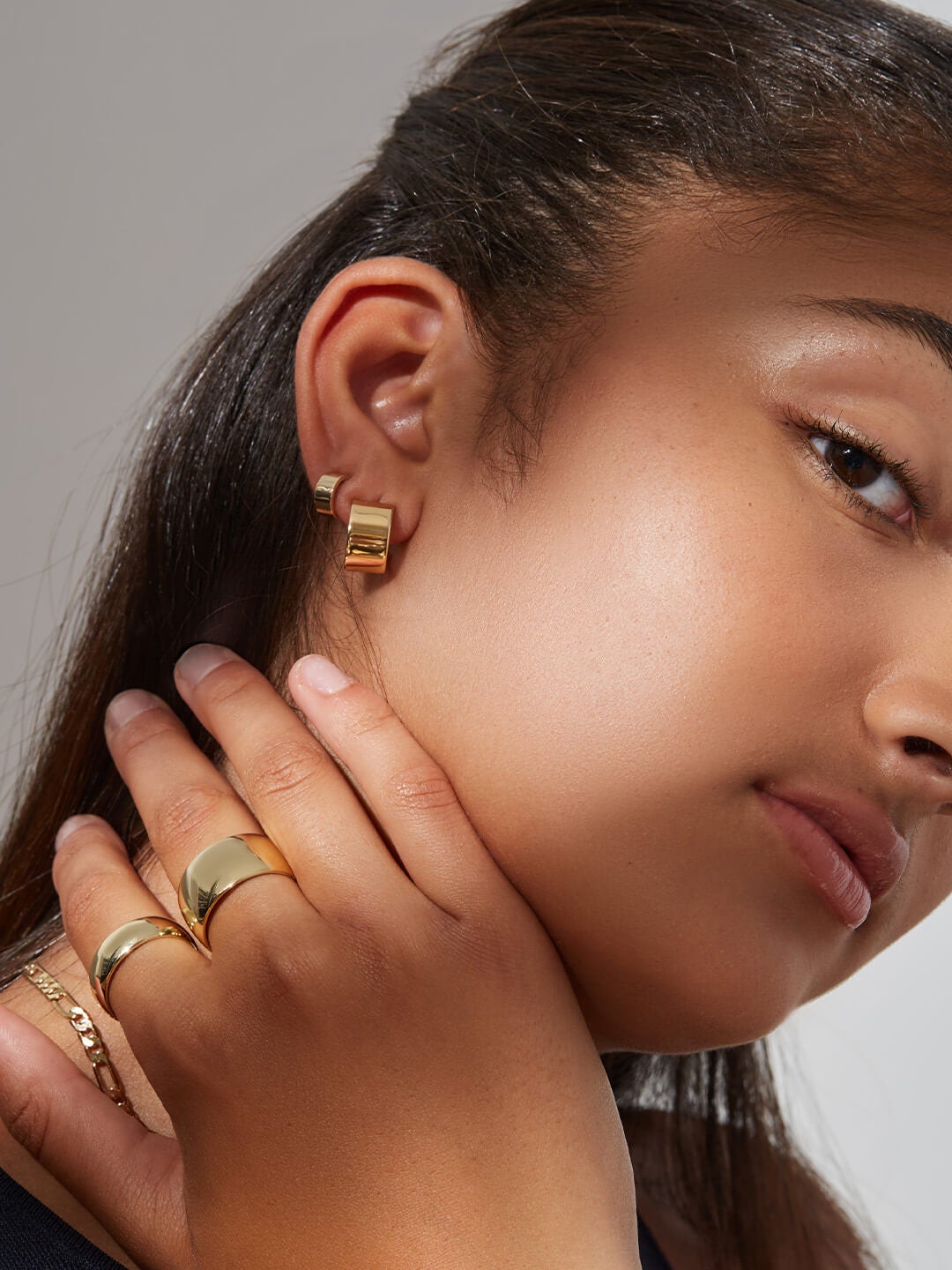 Ana Luisa Jewelry Earrings Mini Flat Band Hoops Mini Georgia Gold