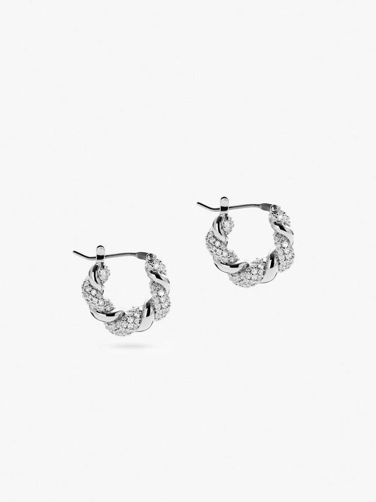 Ana Luisa Jewelry Earrings Small Hoops Twisted Hoop Earrings Paris Small Pave Silver Rhodium