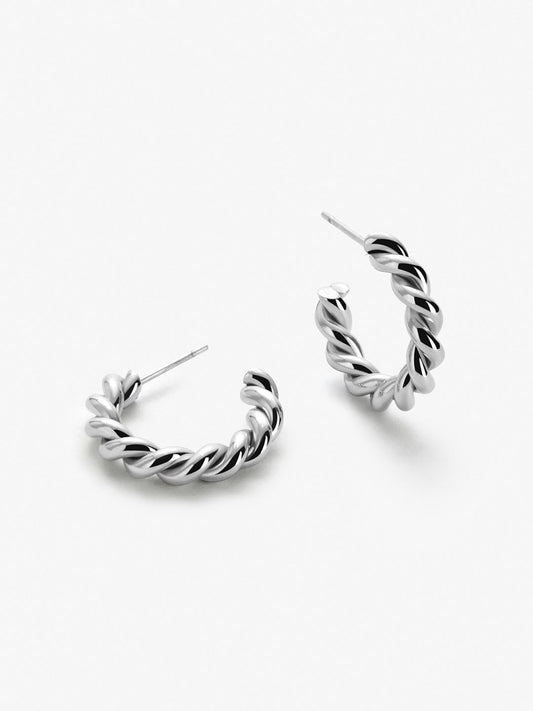 Ana Luisa Jewelry Earrings Small Hoops Twisted Hoop Earrings Tara Silver Stainless Steel