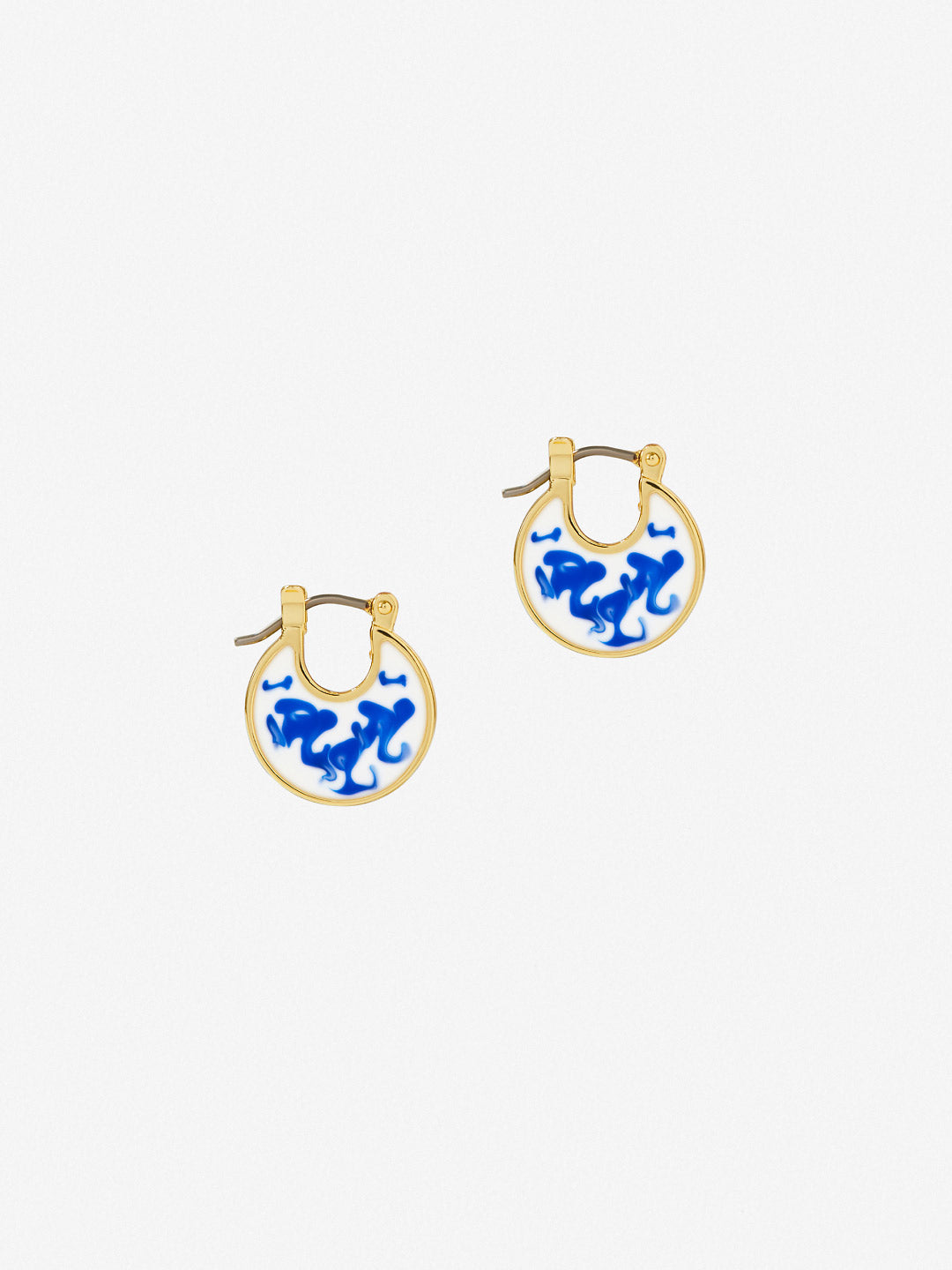Ana Luisa Jewelry Earrings Statement Enamel Earrings Mini Hana Marble Blue Gold