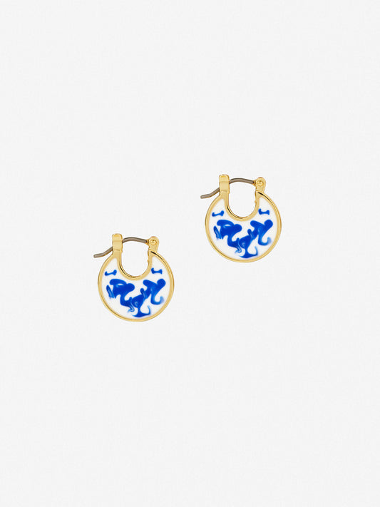 Ana Luisa Jewelry Earrings Statement Enamel Earrings Mini Hana Marble Blue Gold