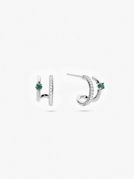 Ana Luisa Jewelry Earrings Stud Double Hoop Earrings Percy Silver Rhodium