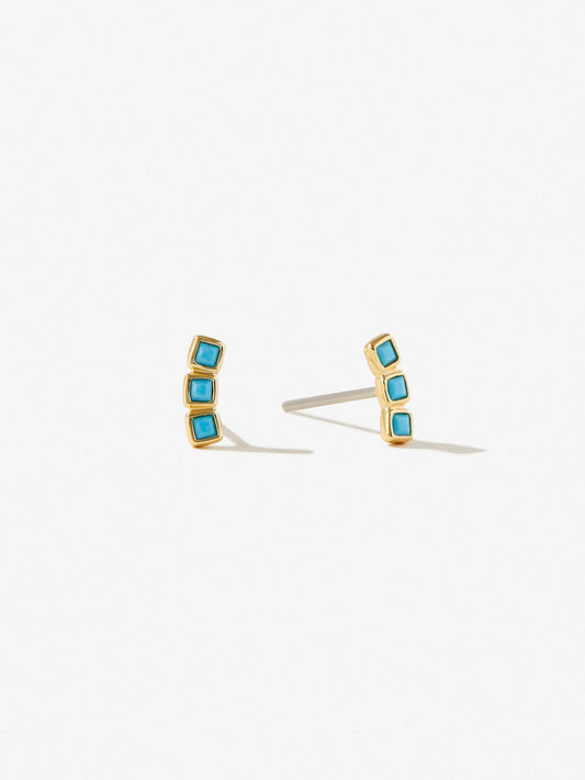 Ana Luisa Jewelry Earrings Stud Turquoise Stud Earrings Fan Turquoise Silver