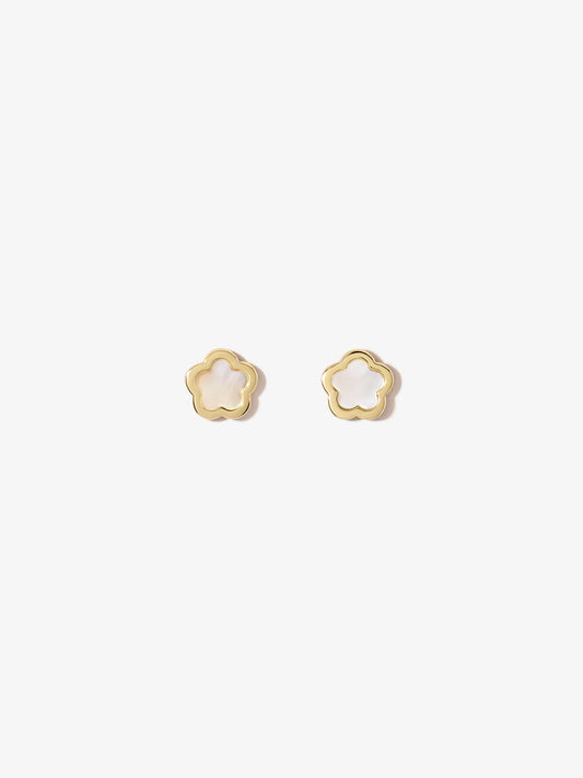 Ana Luisa Jewelry Earrings Studs Inlay Flower Studs Rei Mother of Pearl Silver