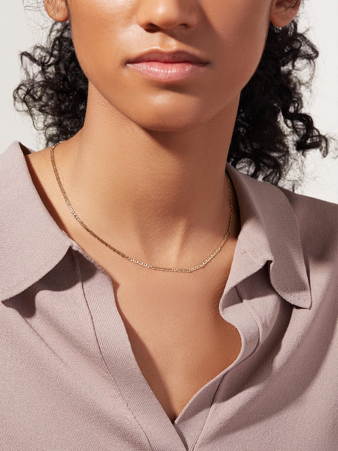 Ana Luisa Jewelry Necklace Chain Necklace Flat Mariner Chain Morgan Slim Gold