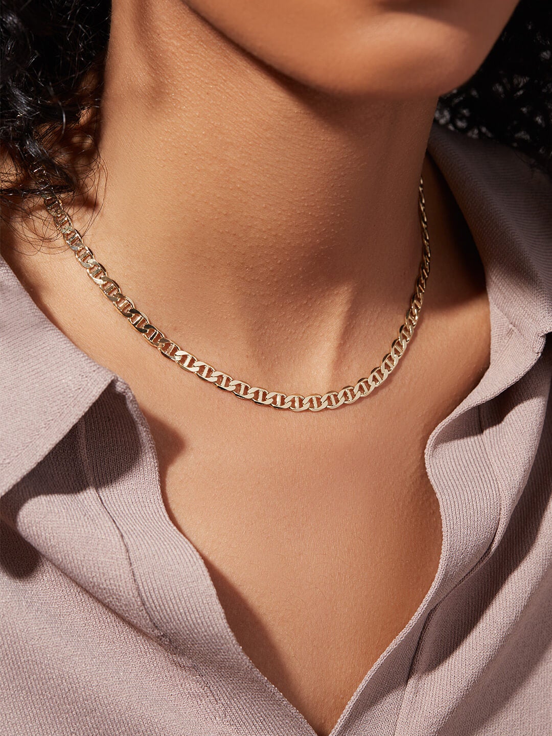 Ana Luisa Jewelry Necklace Chain Necklace Flat Mariner Chain Morgan Wide Gold