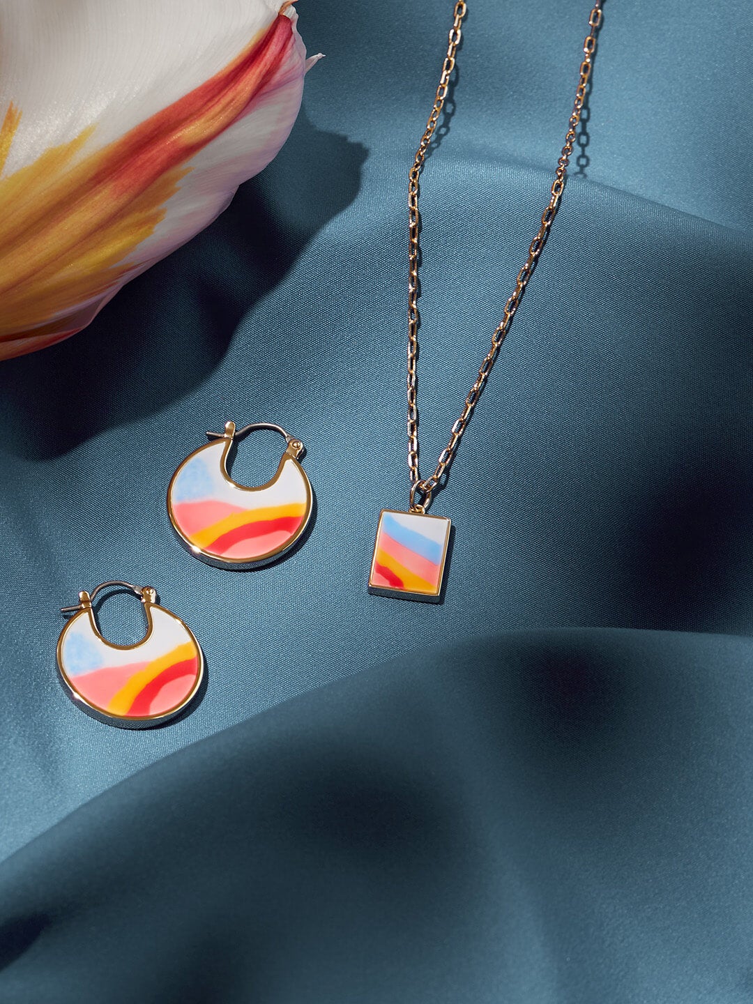 Ana Luisa Jewelry Necklace Pendant Necklace Enamel Pendant Elsa Sunset Gold