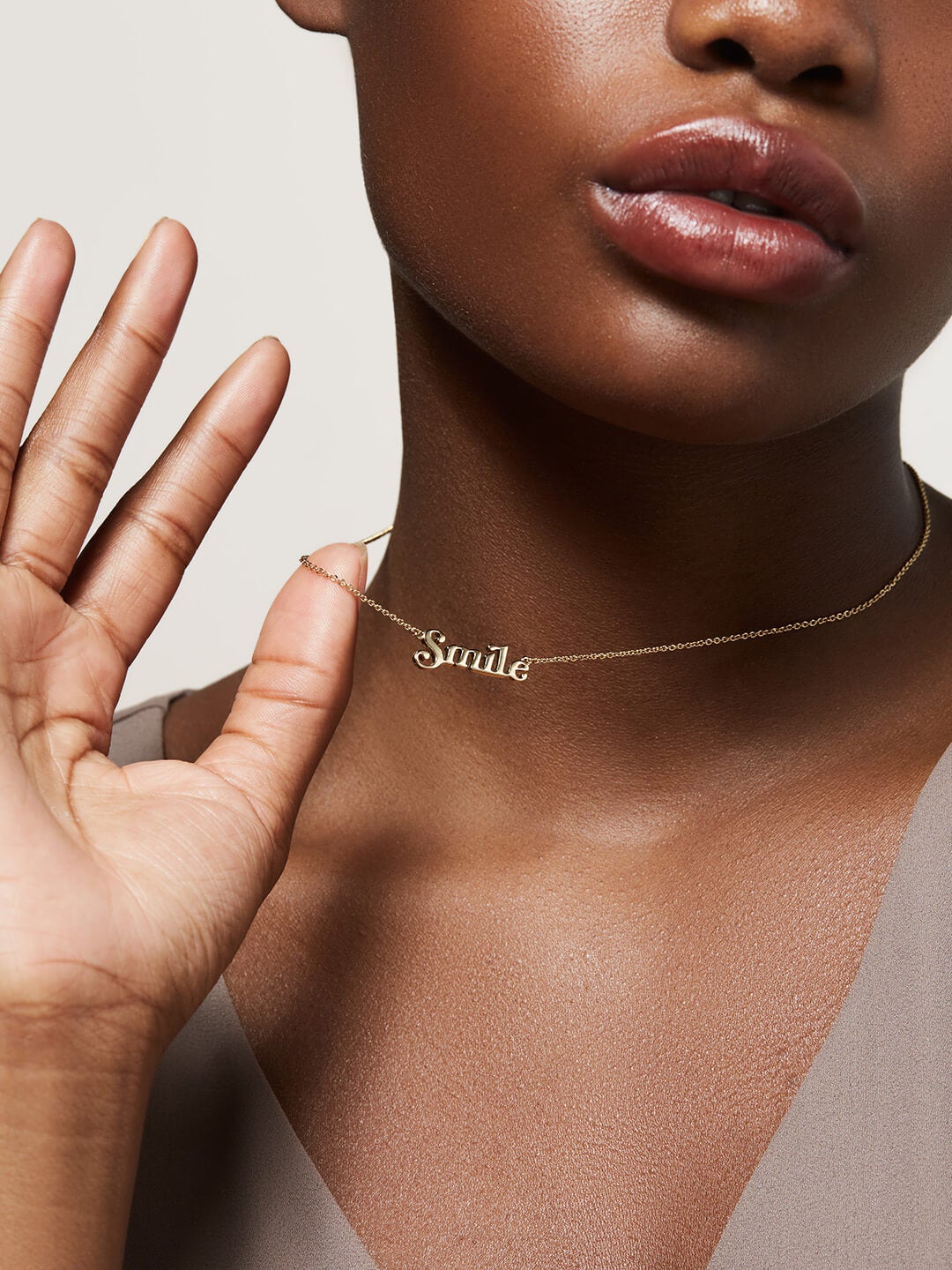 Ana Luisa Jewelry Necklaces Pendant Necklace Nameplate Necklace Smile Gold