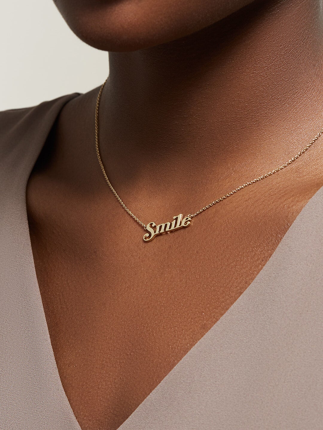 Ana Luisa Jewelry Necklaces Pendant Necklace Nameplate Necklace Smile Gold