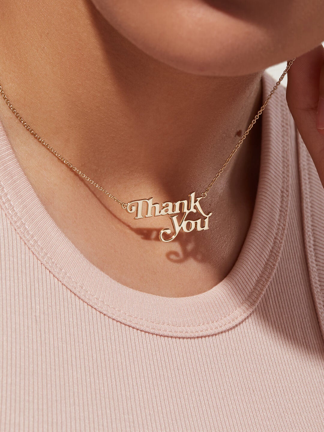 Ana Luisa Jewelry Necklaces Pendant Necklace Nameplate Necklace Thank You Gold