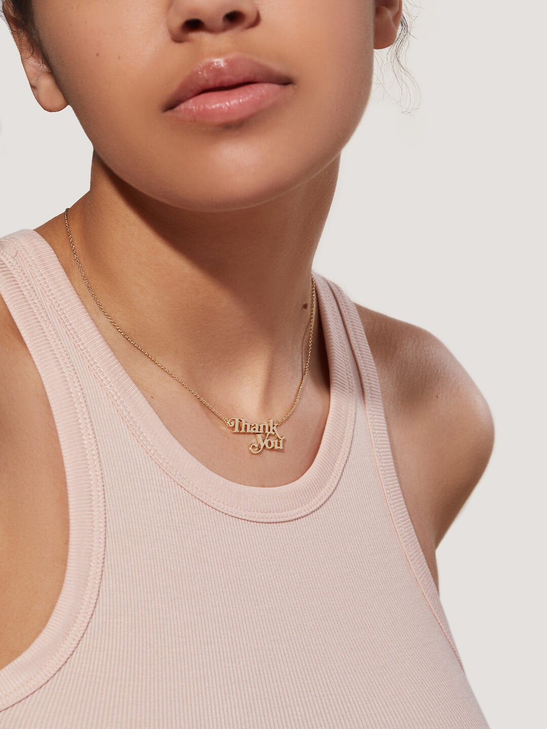 Ana Luisa Jewelry Necklaces Pendant Necklace Nameplate Necklace Thank You Gold