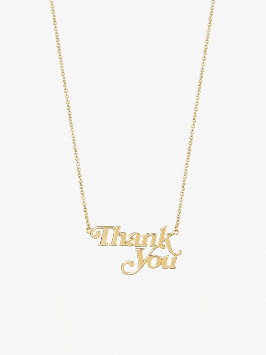 Ana Luisa Jewelry Necklaces Pendant Necklace Nameplate Necklace Thank You Gold